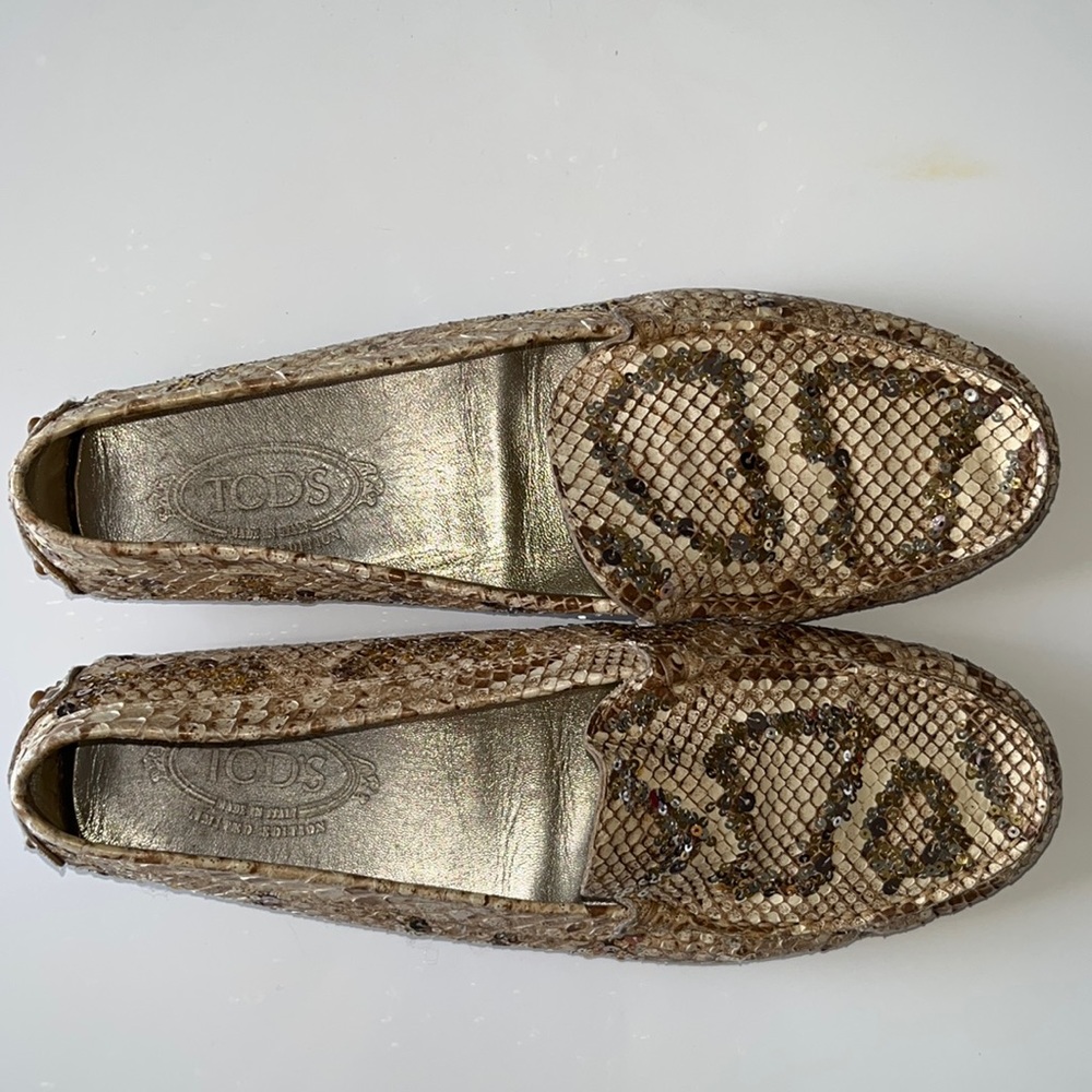 Tod’s Limited Edition ~ Brown/Cream Python With G… - image 4